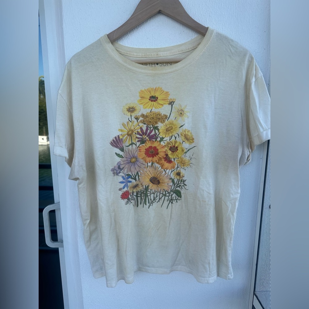Fifth Sun Cream Vintage Feel Cotton T-Shirt